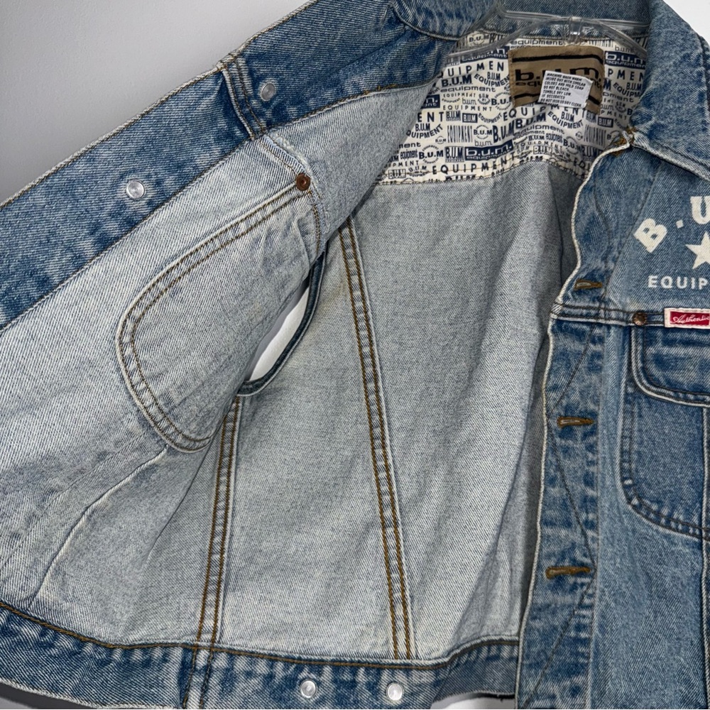 Rare Vintage y2k BUM Equipment denim jean vest jacket size medium - Picture 7 of 10